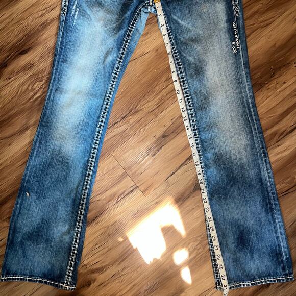 Mid Rise Rock Revival Jeans Gloria Boot Cut Size 30 Style E8446BL Sequin Studded - Picture 9 of 15